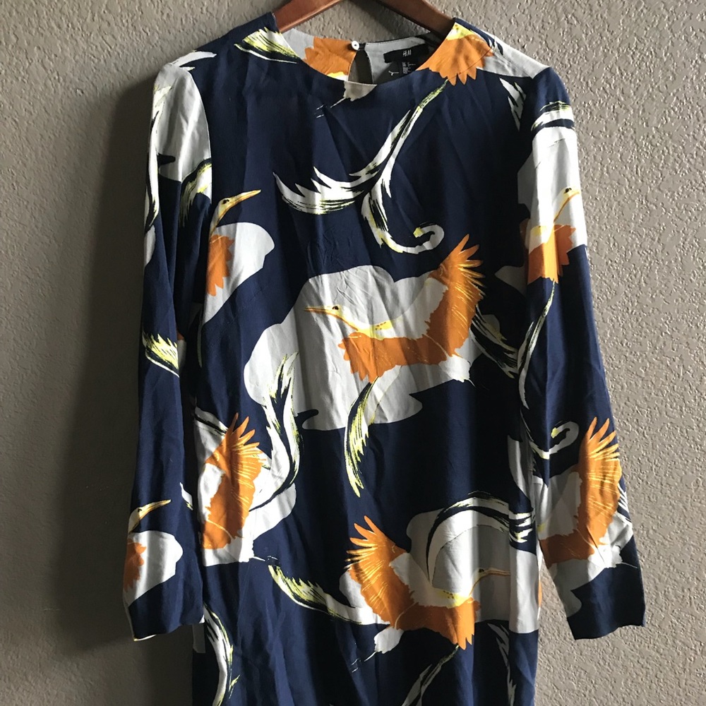 H&M Navy blue with designs dress